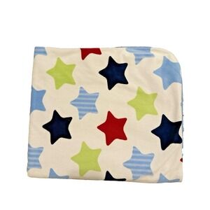 Garanimals Baby Blanket Stars Blue Green Red Sherpa Backing 30x40